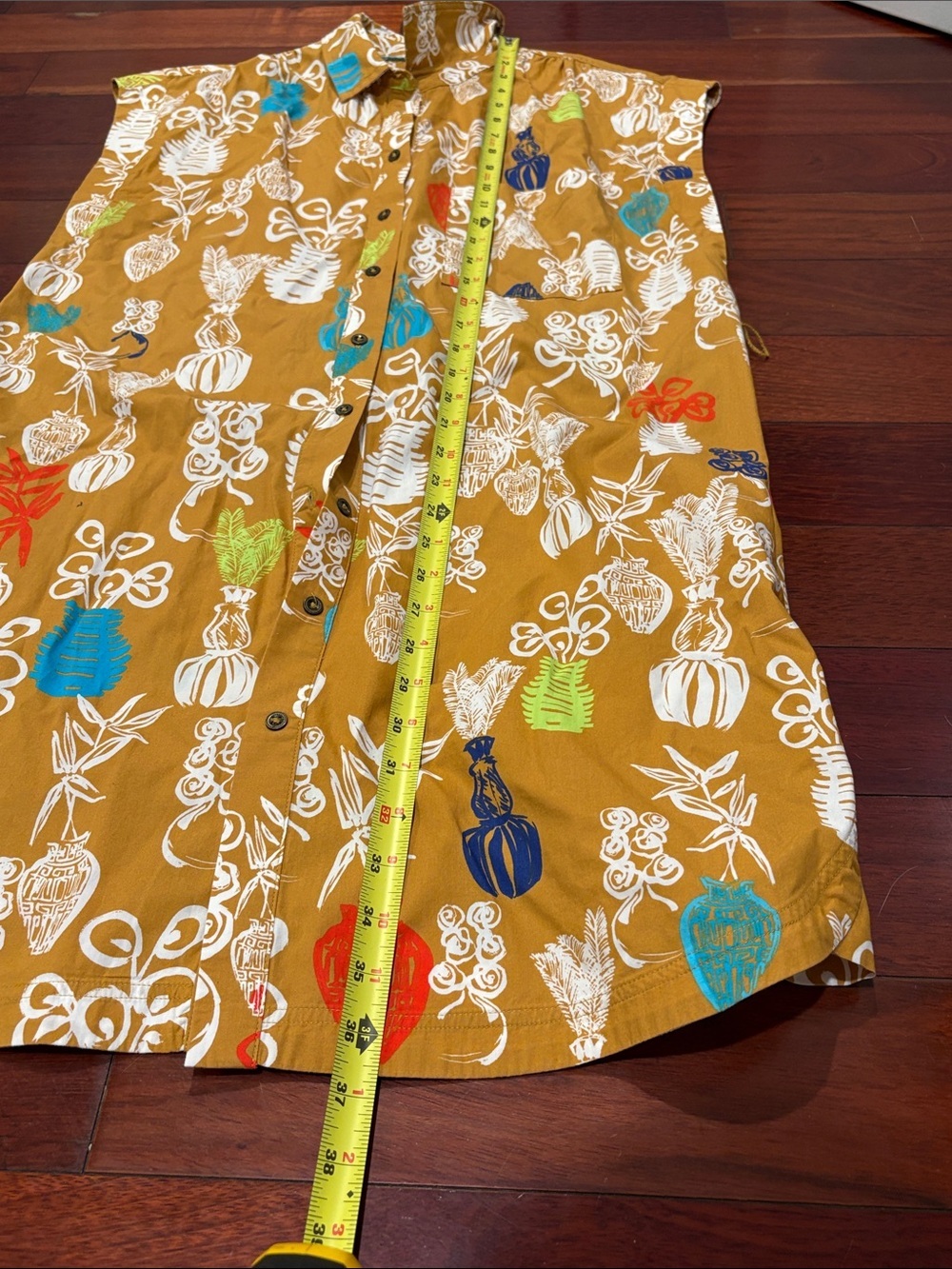 Maeve Toni Tunic Dress Women’s Medium Mustard Yellow Floral Print Sleeveless - Picture 13 of 13